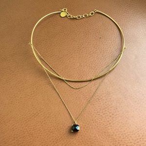 Multi-Layer Good Necklace with Black Gem